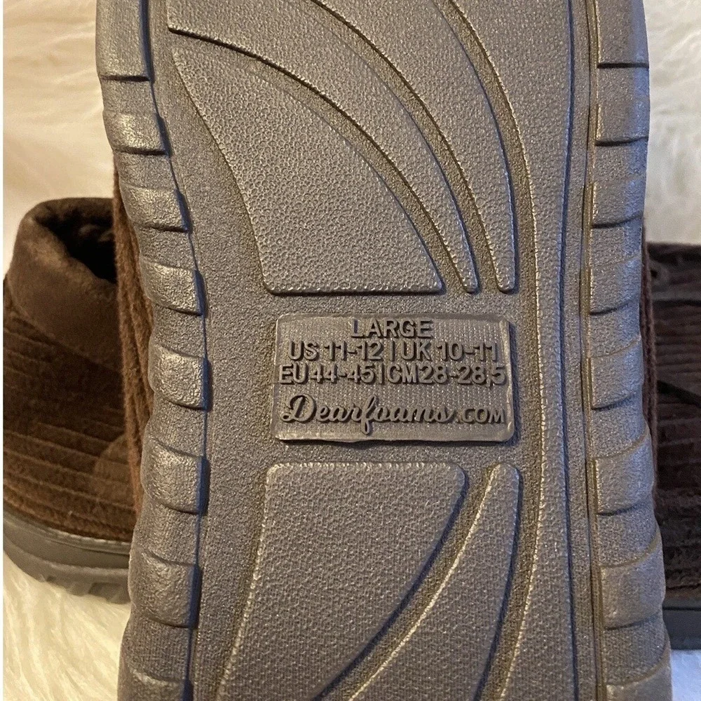 Dearfoams‎ Slippers Mens Size Large 11-12 Brown Slip On Shoes Cozy Comfort